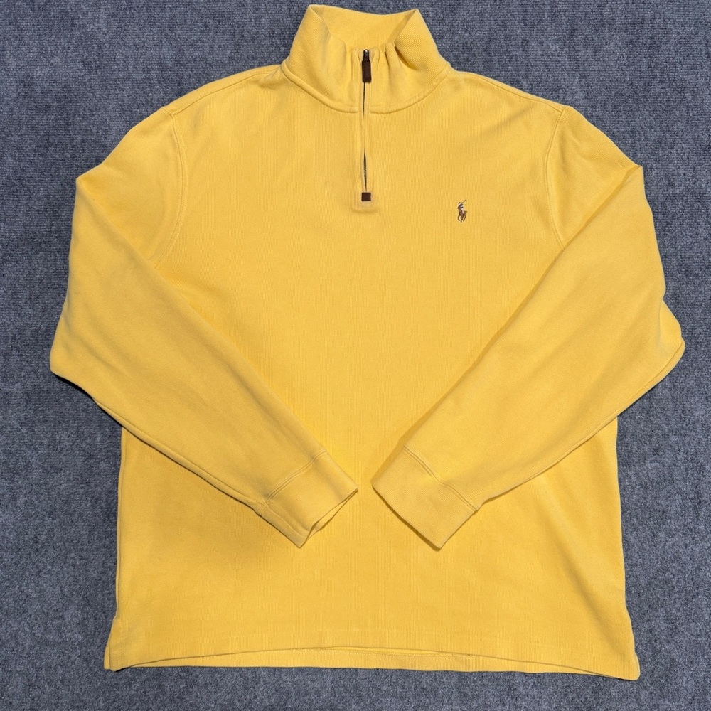Polo Ralph Lauren Men's Yellow 1/4 Zip Pullover Sweater - Size XL